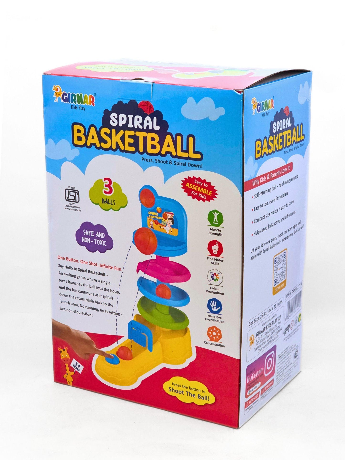 Spiral Basketball by GIRNAR – Indoor Basketball Play Set