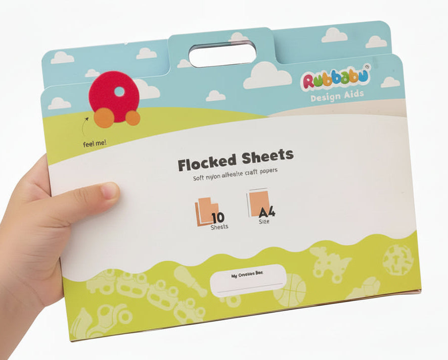 Rubbabu Flocked Sheets (set of 10) - Multiuse Soft sticker paper for arts & crafts!