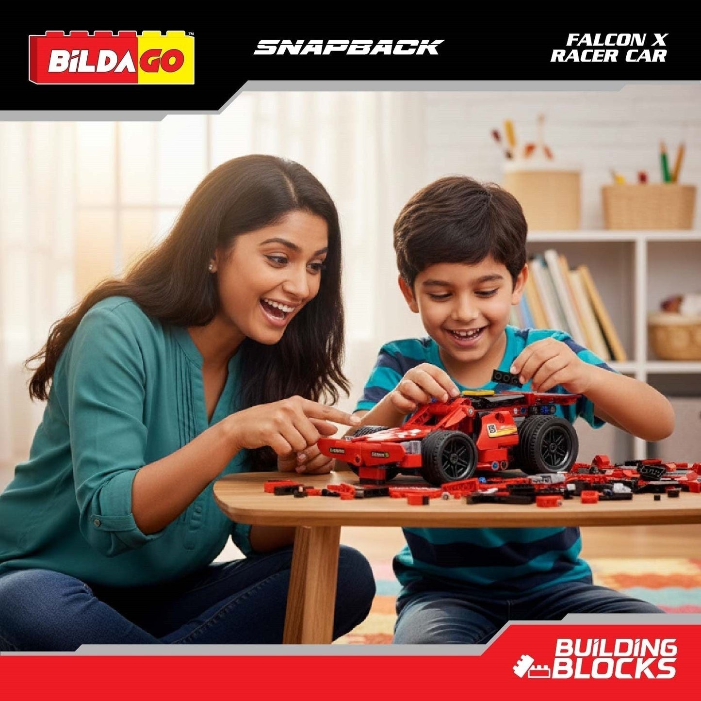 Bildago Snapback Racers - Falcon X (SP13435)- Pull back Racer Car (191 PCS)