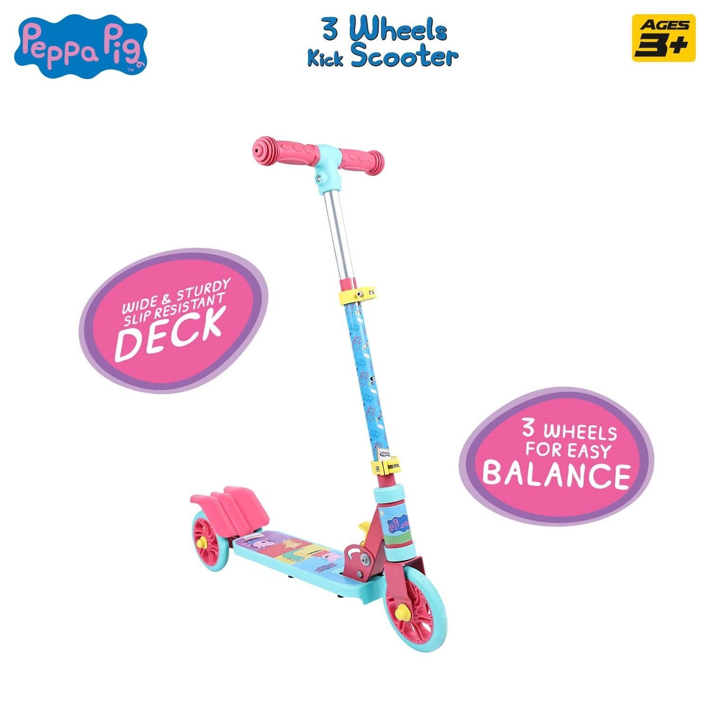Skoodle Peppa Pig 3 Wheels Kick Scooter (Ocean Green)