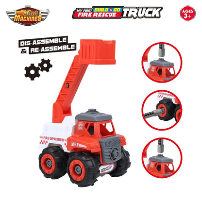 Skoodle Mini Machines Build & Go Fire Rescue Truck - White