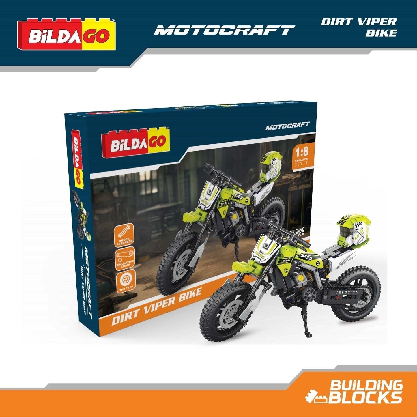 Bildago Motocraft - Dirt Viper (SP13440)- Pull back Bike (521 PCS)