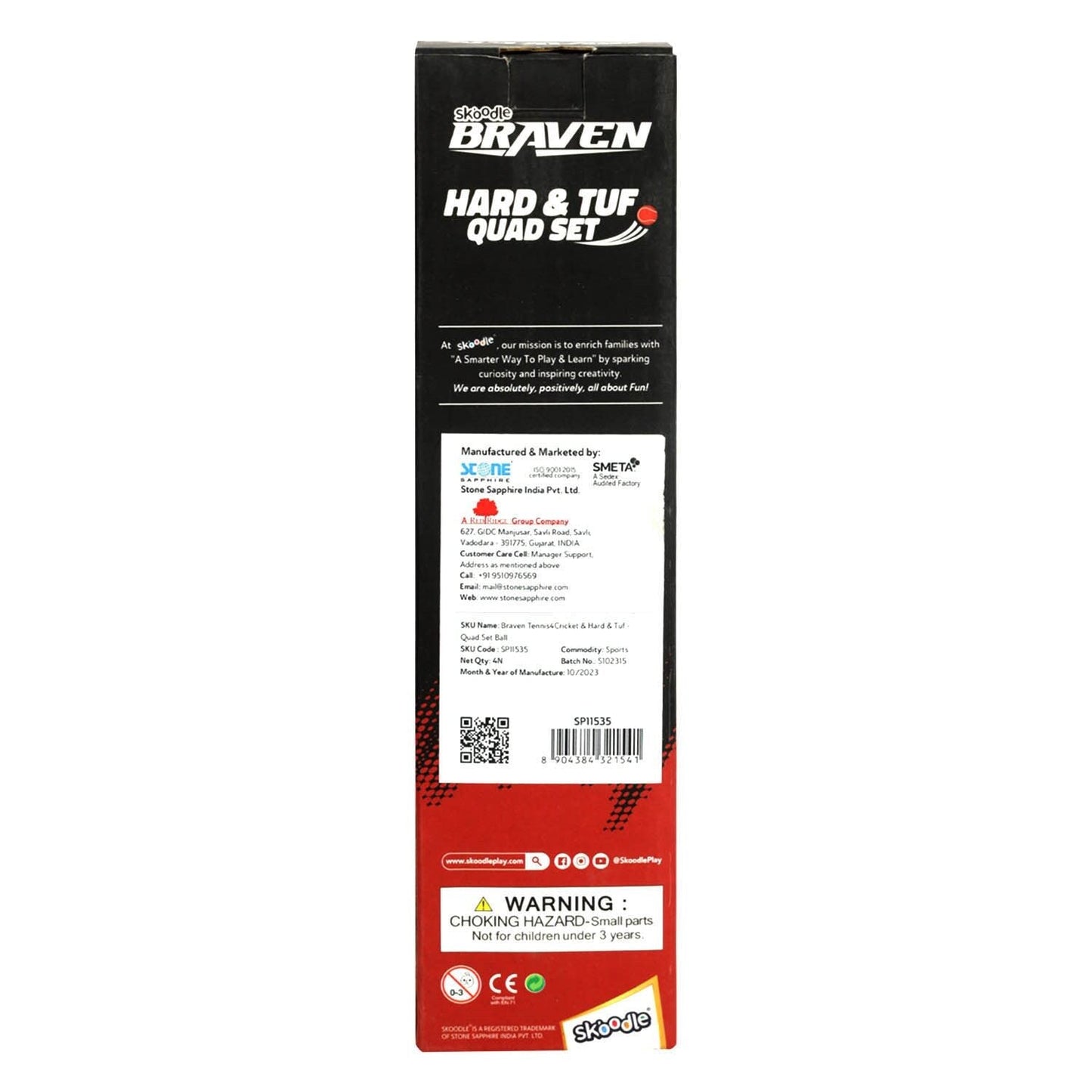 Skoodle Braven Tennis4 Cricket Hard & Tuf Ball (Set Of 4)