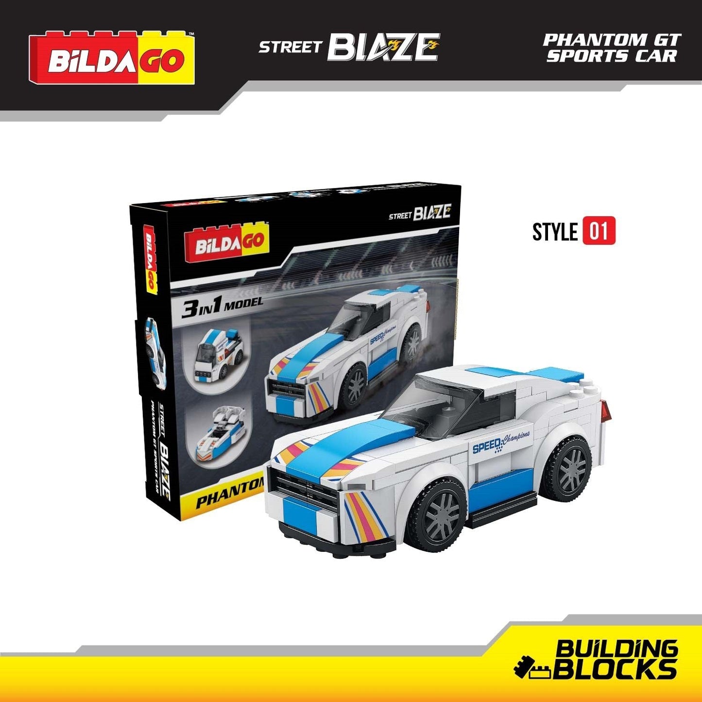 Bildago Street Blaze - Phantom GT Sports Car (SP13420) - 3-in-1 Model (149 PCS)