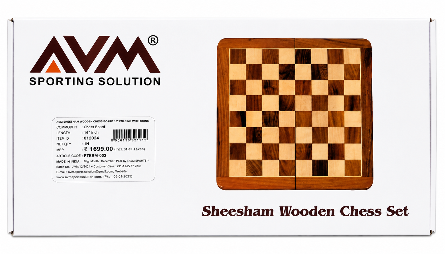 Sheesham Wooden Chess Set – Folding Wooden Chess Board with 32 Chess Pieces
