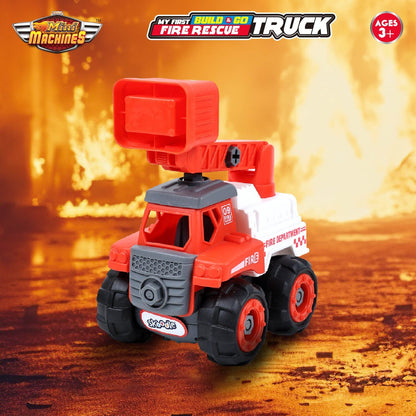 Skoodle Mini Machines Build & Go Fire Rescue Truck - White