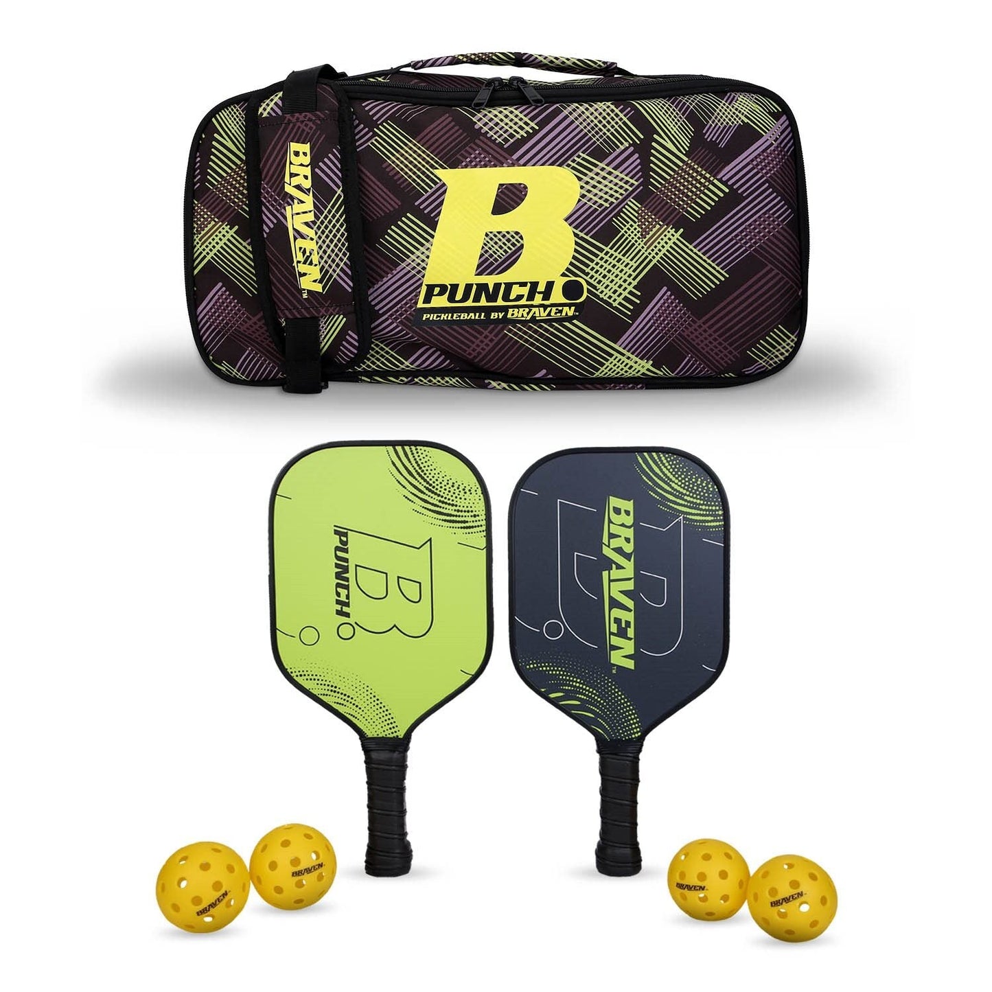 Skoodle Braven Pickel Bat Fibre Glass 16Mm - 2 Bats With 4 Balls