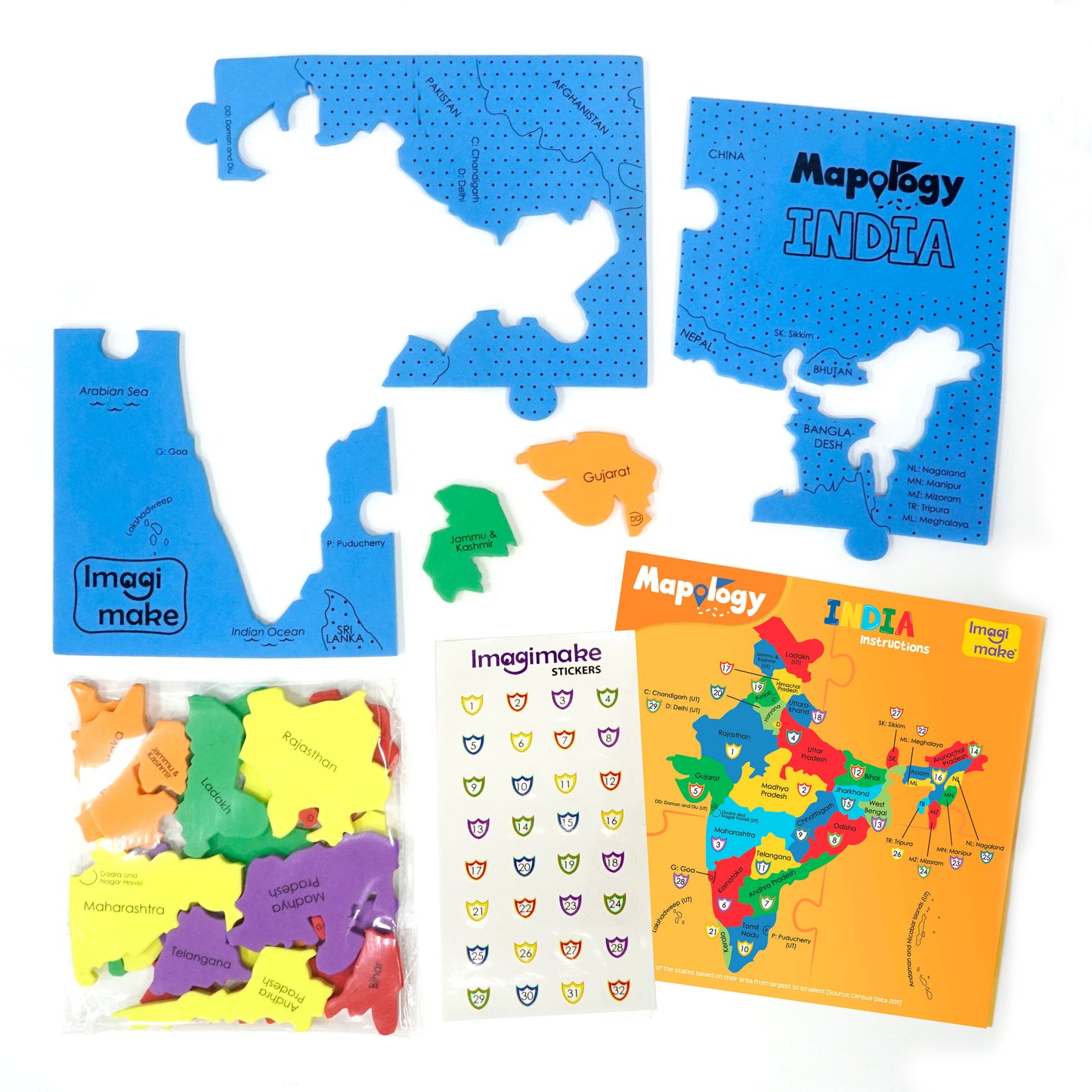 Mapology: Pack of 6 States of India Map Puzzle