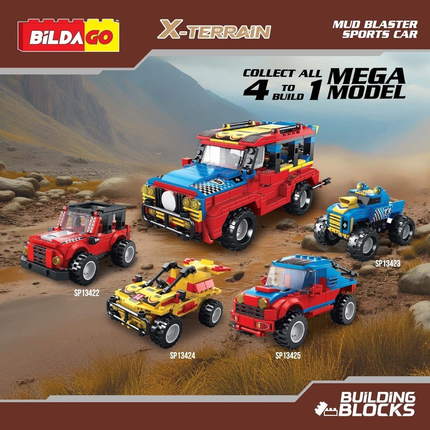Bildago X-Terrain - Mud Blaster Sports Car (SP13424) - 3-in-1 Model (134 PCS)