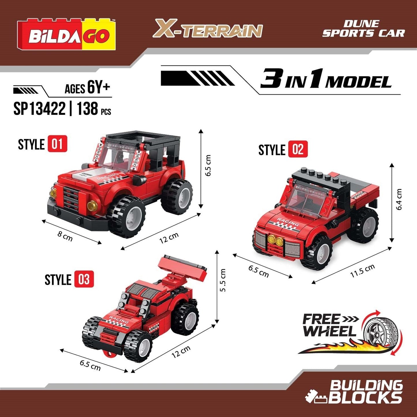 Bildago X-Terrain - Dune Sports Car (SP13422), 3-in-1 Model (138 PCS)