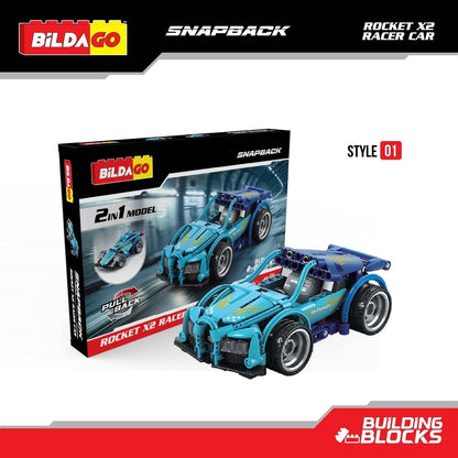 Bildago Snapback Racers - Rocket X2 (SP13438) - Pull back Racer Car (204 Pcs)