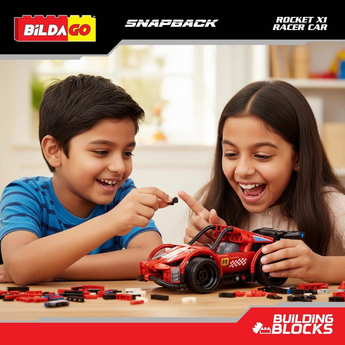 Bildago Snapback Racers - Rocket X1 (SP13437) - Pull back Racer Car (200 Pcs)
