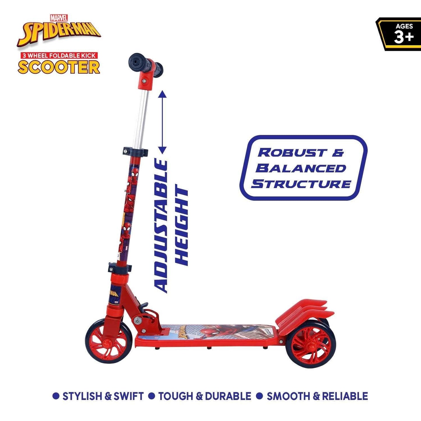 Spiderman 3 Wheel Foldable Kick Scooter
