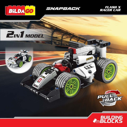 Bildago Snapback Racers - Flash X (SP13436) - Pull back Racer Car (198 PCS)