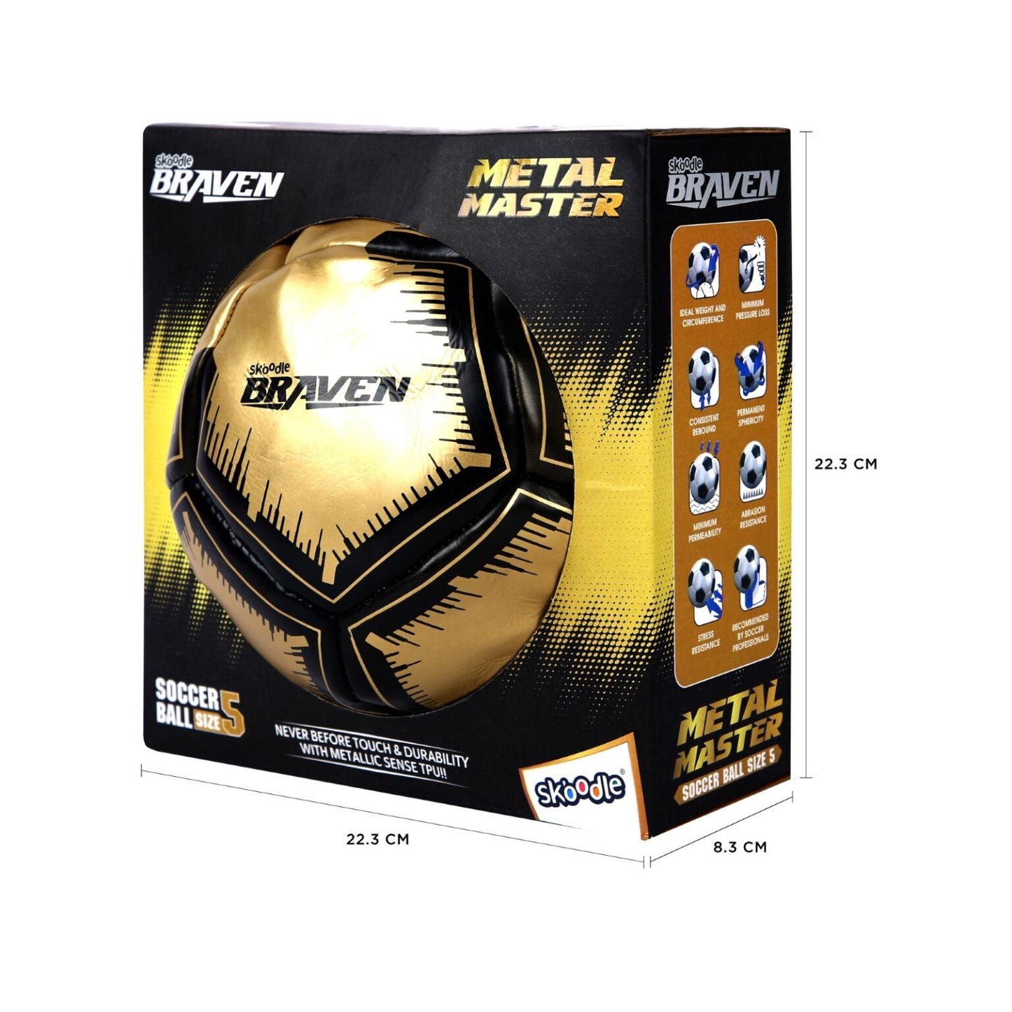 Skoodle Braven Metal Master Football - Size 5 (High Shine Graphite Underglass)
