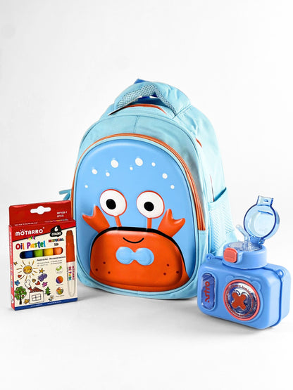 Tykle Crab BTS Combo – 3D School Bag + Oil Pastels + Camera Water Bottle