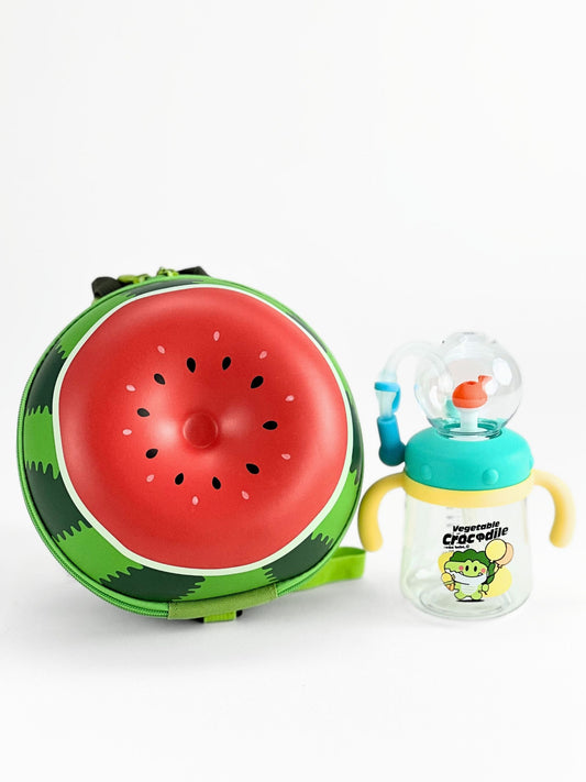 Tykle Watermelon BTS Combo – Round Sling Bag + Crocodile Sippy Bottle