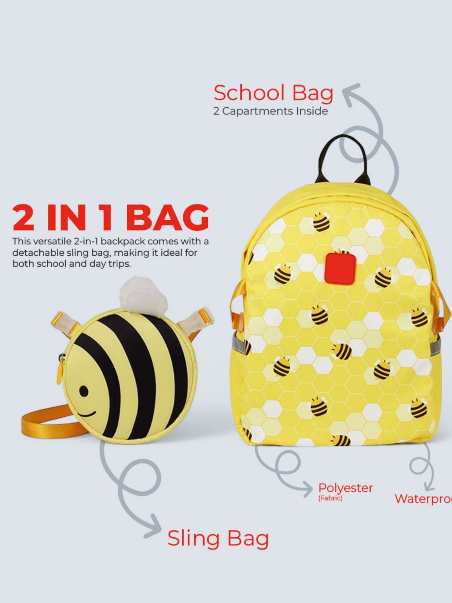 Tykle Bee BTS Combo – 2-in-1 School Bag + Crayon Sticks + Water Bottles