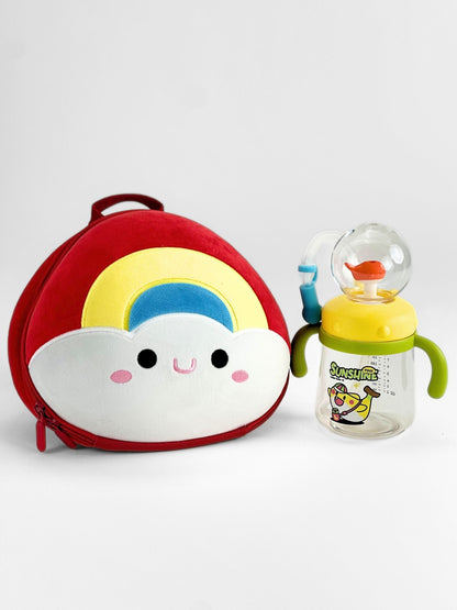 Tykle Rainbow Cloud BTS Combo – Plush Sling Bag + Sunshine Straw Sippy Bottle