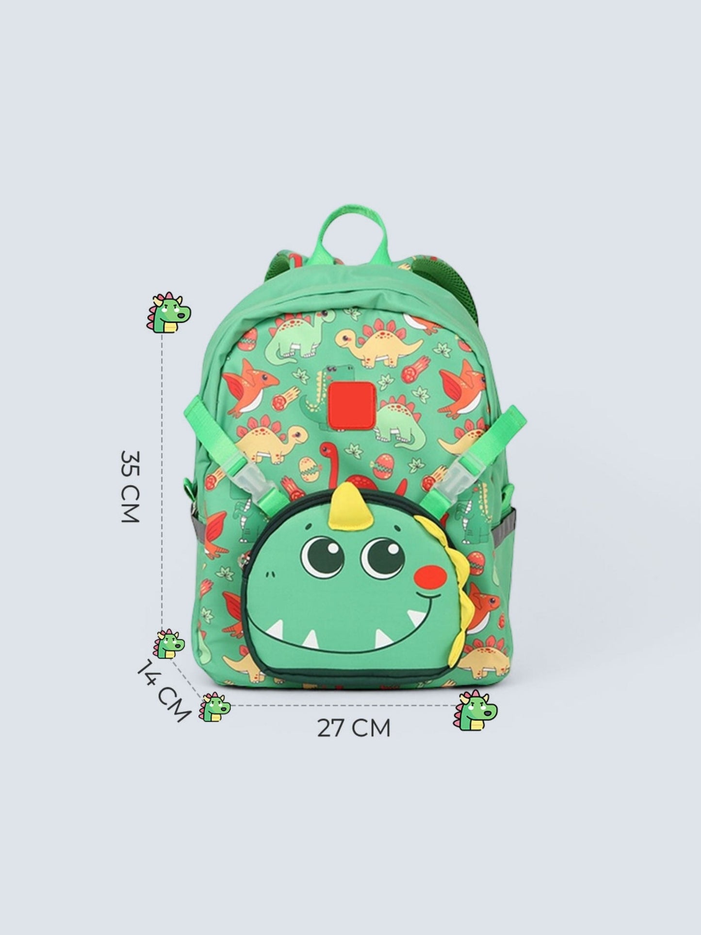 Tykle Dino BTS Combo – 2-in-1 School Bag + Sling Bag + Oil Pastels + Water Bottles