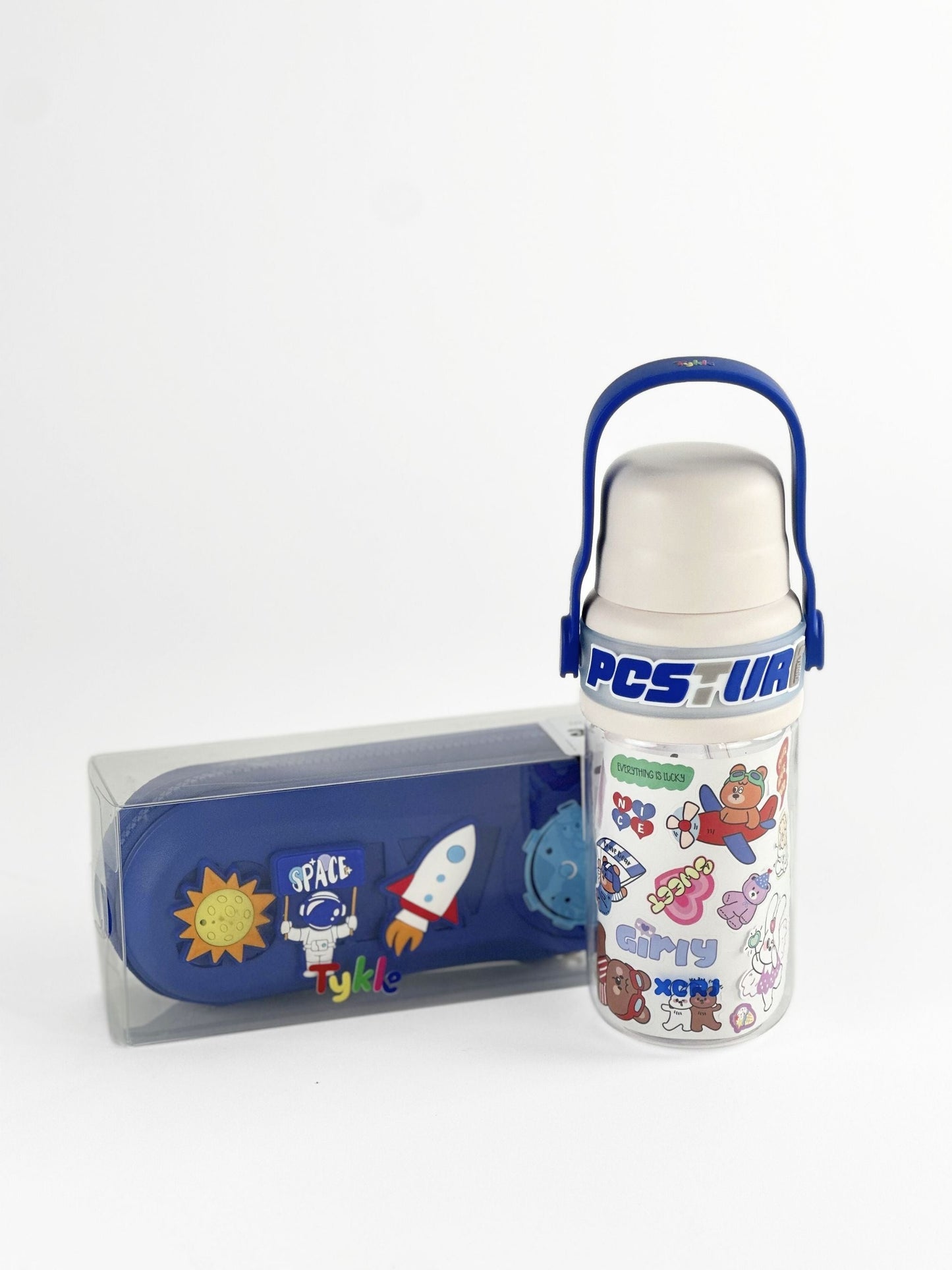 Tykle Space BTS Combo – 2-in-1 School Bag + Pencil Case + Crayon Sticks + Stationery Set