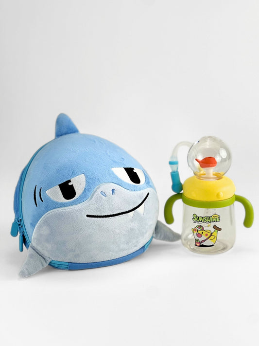 Tykle Shark BTS Combo – Plush Sling Bag + Sunshine Straw Sippy Bottle