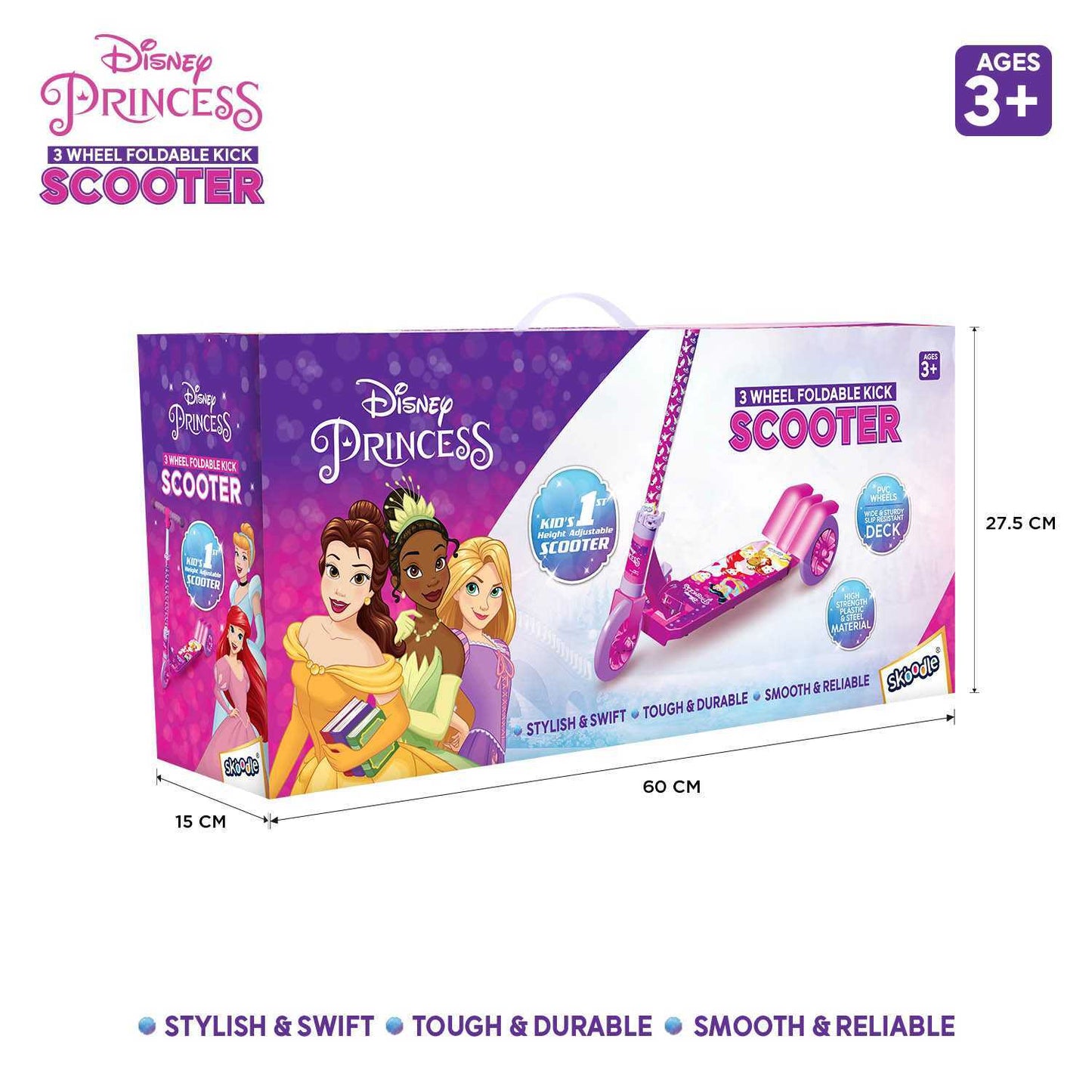 Princess 3 Wheel Foldable Kick Scooter
