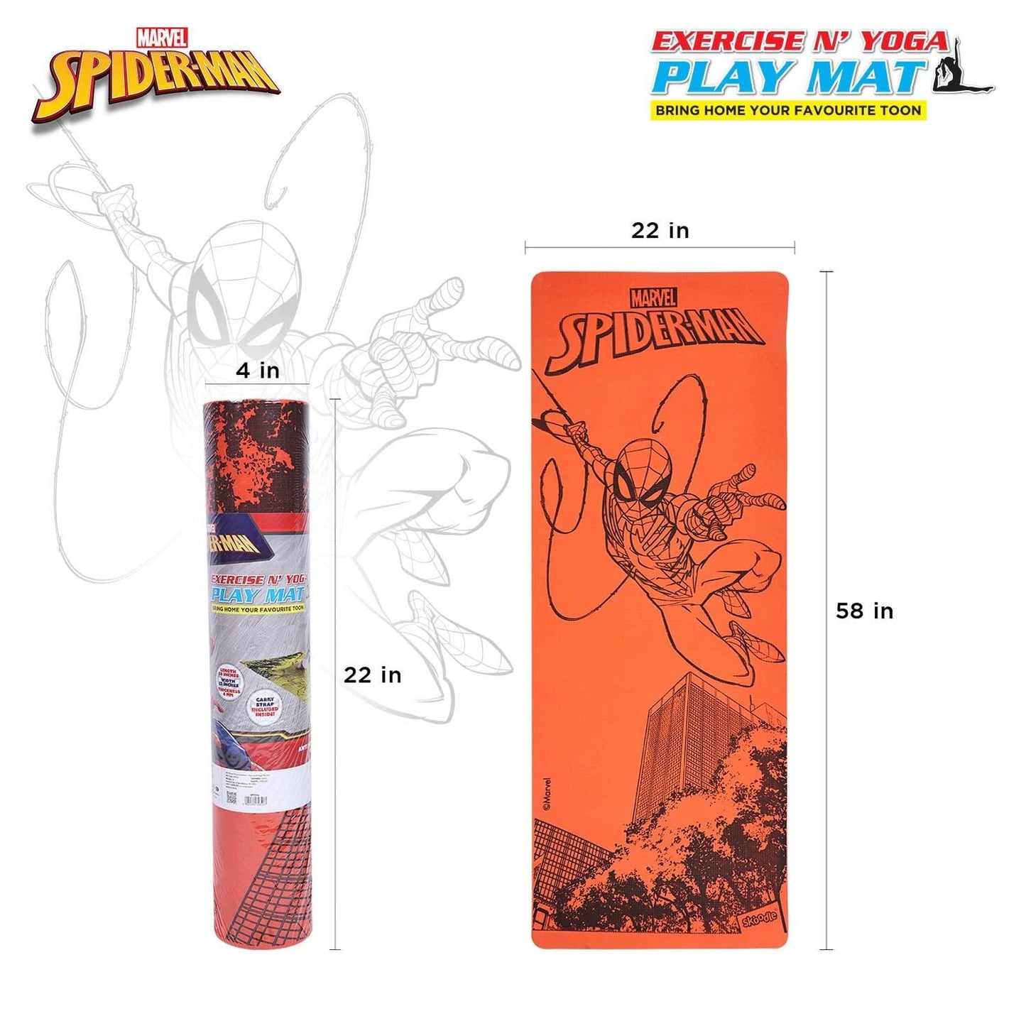 Marvel Spiderman Kids Yoga & Exercise Mat (22" X 58" X 0.4 Cm)