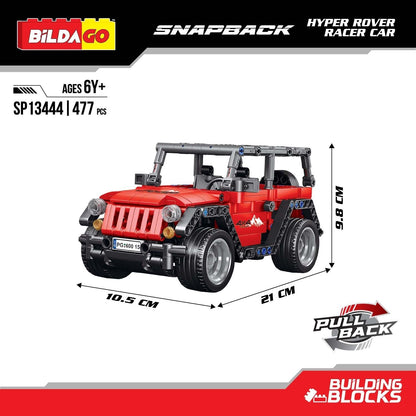 Bildago Snapback Racers - Hyper Rover (SP13444) - Pull back Racer Car (477 Pcs)