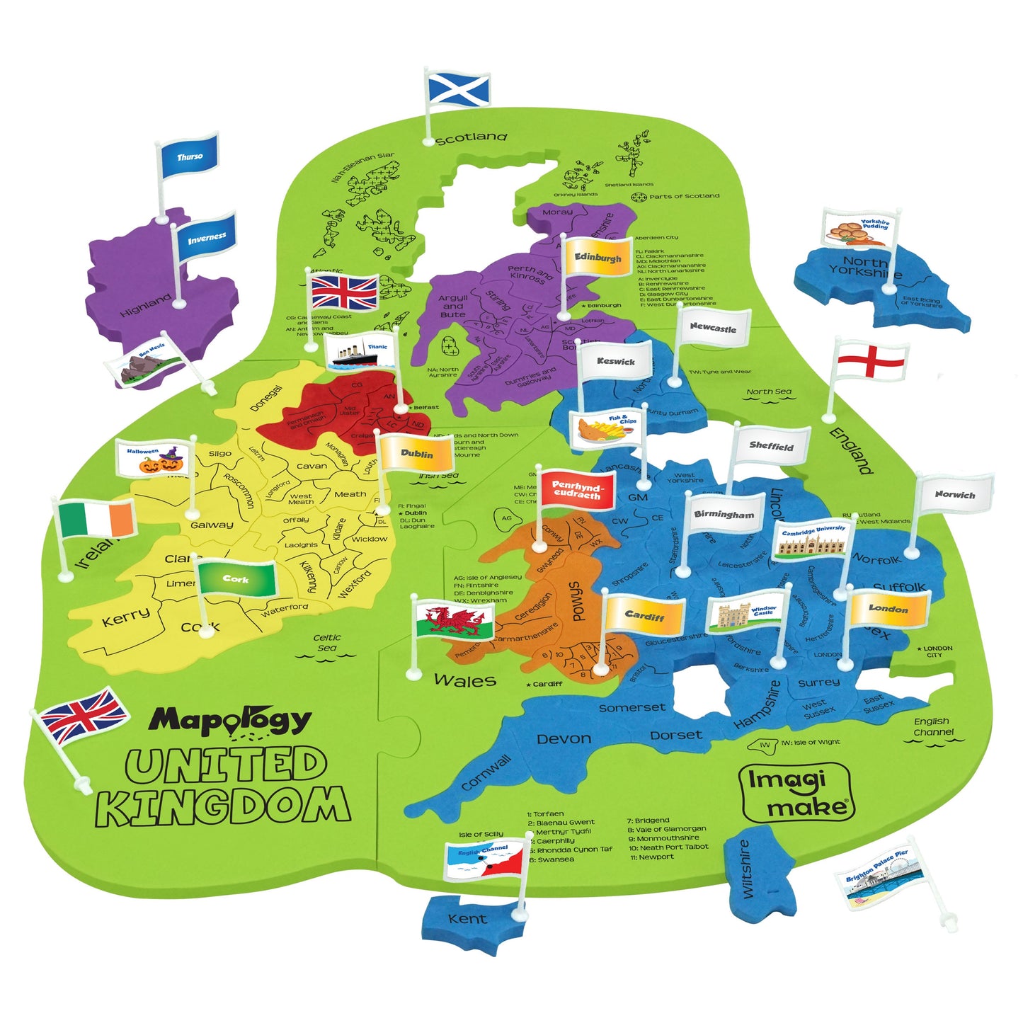 Mapology United Kingdom with Capitals