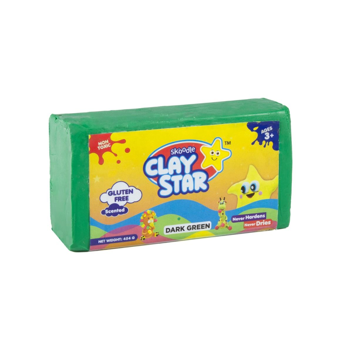 Skoodle Clay Star Dark Green Colour Clay Bar For Kids 454Gm