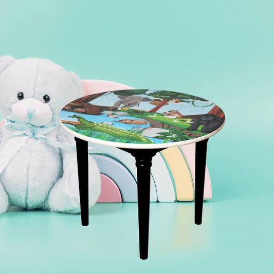 Bluebells Toys LogicLinx Study & Activity Zoo Animals Design Multicolours Round Table For Kids Educational Learning MDF Wood & Non-Toxic