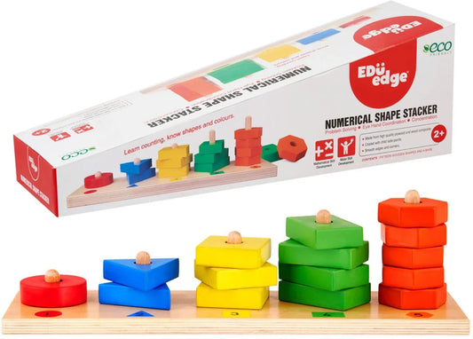 Eduedge Numerical Shape Stacker | Number Learning & Shape Sorting Educational Toy for Kids | Age 3+ Years