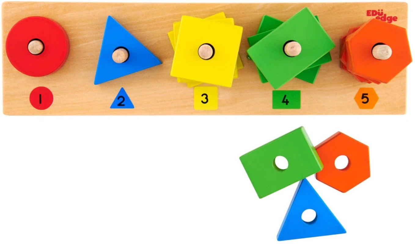 Eduedge Numerical Shape Stacker | Number Learning & Shape Sorting Educational Toy for Kids | Age 3+ Years
