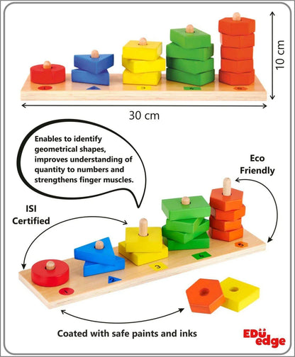 Eduedge Numerical Shape Stacker | Number Learning & Shape Sorting Educational Toy for Kids | Age 3+ Years